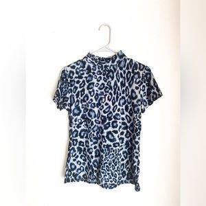Olivia Rae Women’s Cheetah Print Short Sleeve Blouse Size Large